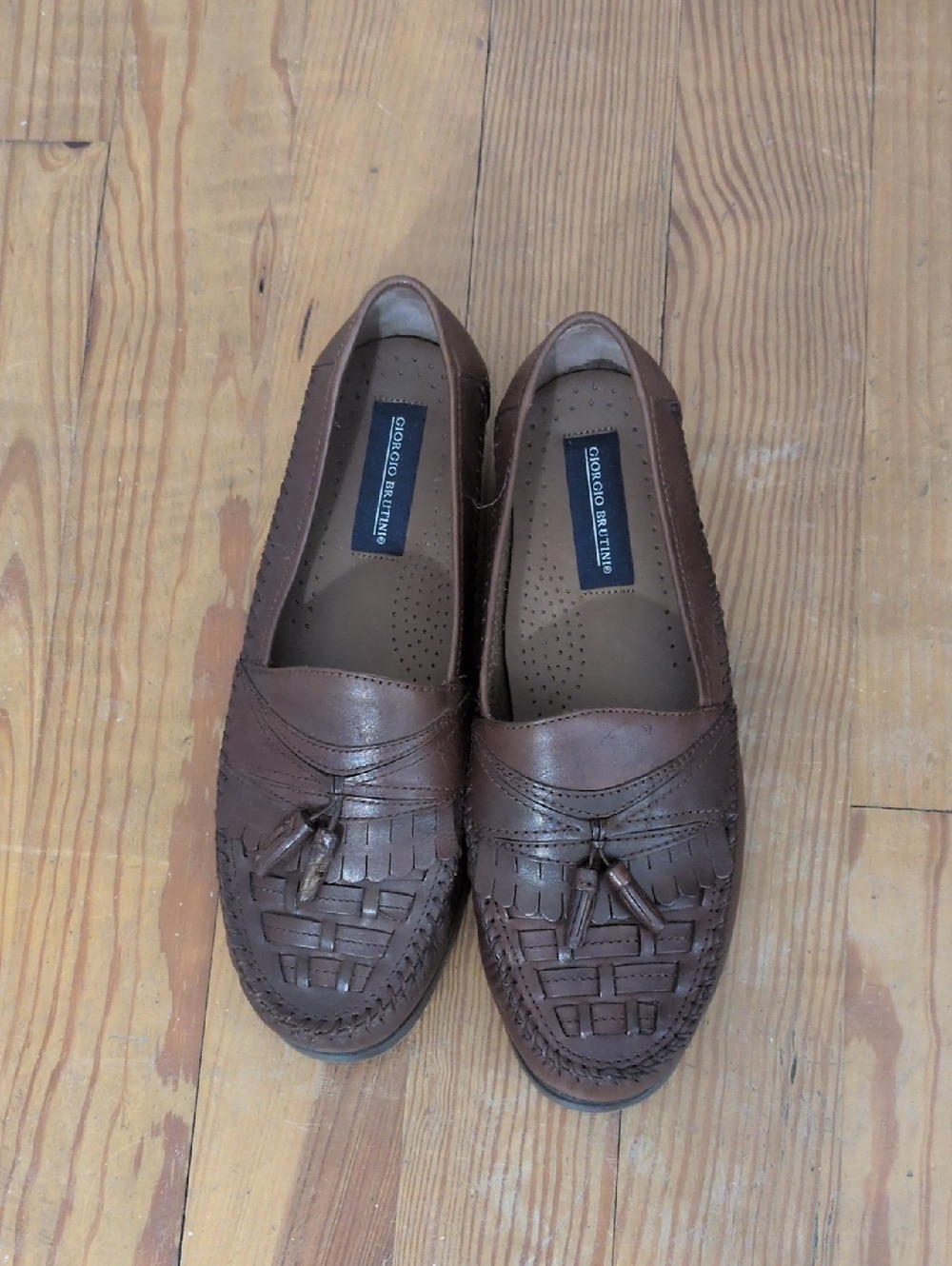 Giorgio Brutini Brown Woven Tassel Slip-Ons